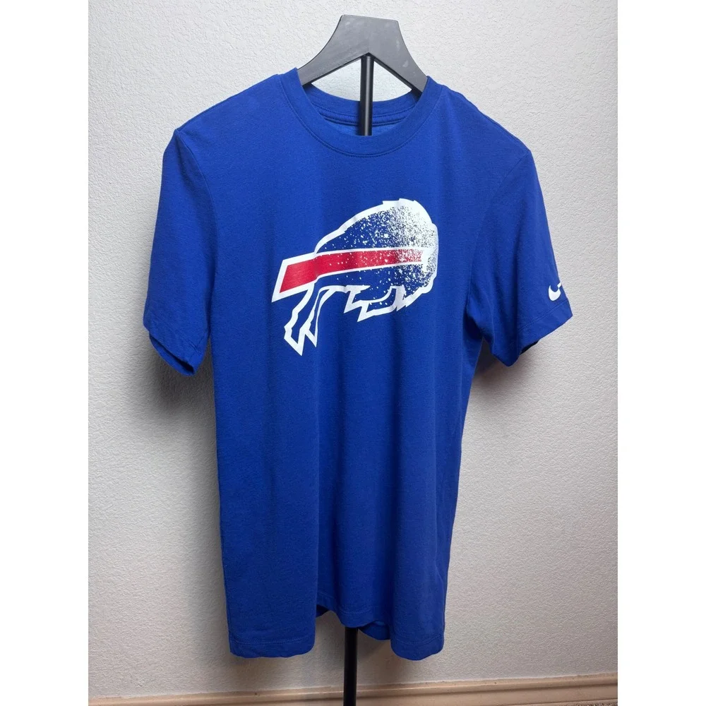 Nike Buffalo Bills NFL Dri-FIT T-Shirt Mens Small Blue Distressed Logo 0349-4DA